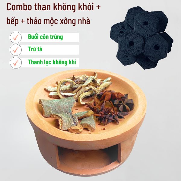 Combo than không khói + bếp + thao dược xông nhà