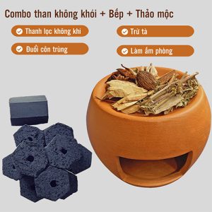 Combo than không khói + bếp + thảo mộc xông nhà