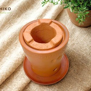 Bếp than bằng đất đun trà thảo mộc, pha trà đạo