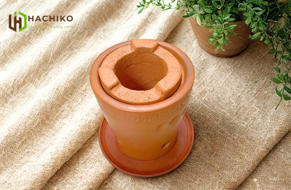 Bếp than bằng đất đun trà thảo mộc, pha trà đạo