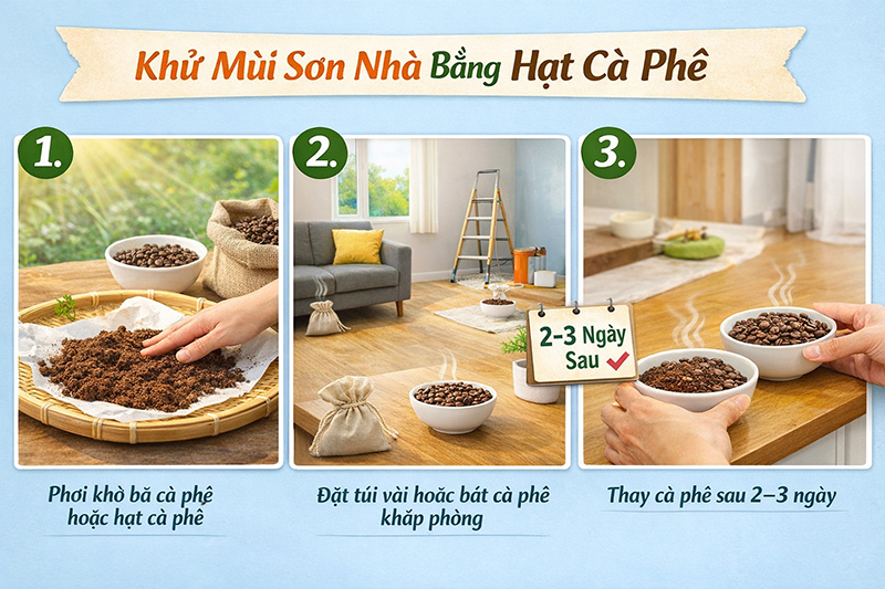 Dùng cafe để khử mùi sơn nhà mới là phương pháp hút mùi tự nhiên